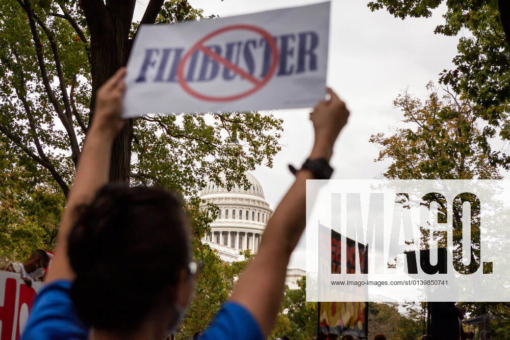3-day relay for voting rights ends with rally at US Capitol A demonstrator holds a sign demanding elimination of the filibuster during a rally at the end of a relay for voting rights at the US Capitol. Protesters began the relay in West Virginia and walked or biked for the 3 days to the US Capitol. Protesters are demanding that Congress pass legislation protecting the right to vote for all Americans. Washington District of Columbia United States