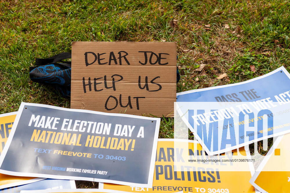 3-day relay for voting rights ends with rally at US Capitol A sign asks Joe for help during a rally at the end of a relay for voting rights at the US Capitol. It is not clear if this sign refers to Joe Manchin, Joe Biden, or both. Protesters began the relay in West Virginia and walked or biked for the 3 days to the US Capitol. Protesters are demanding that Congress pass legislation protecting the right to vote for all Americans. Washington District of Columbia United States