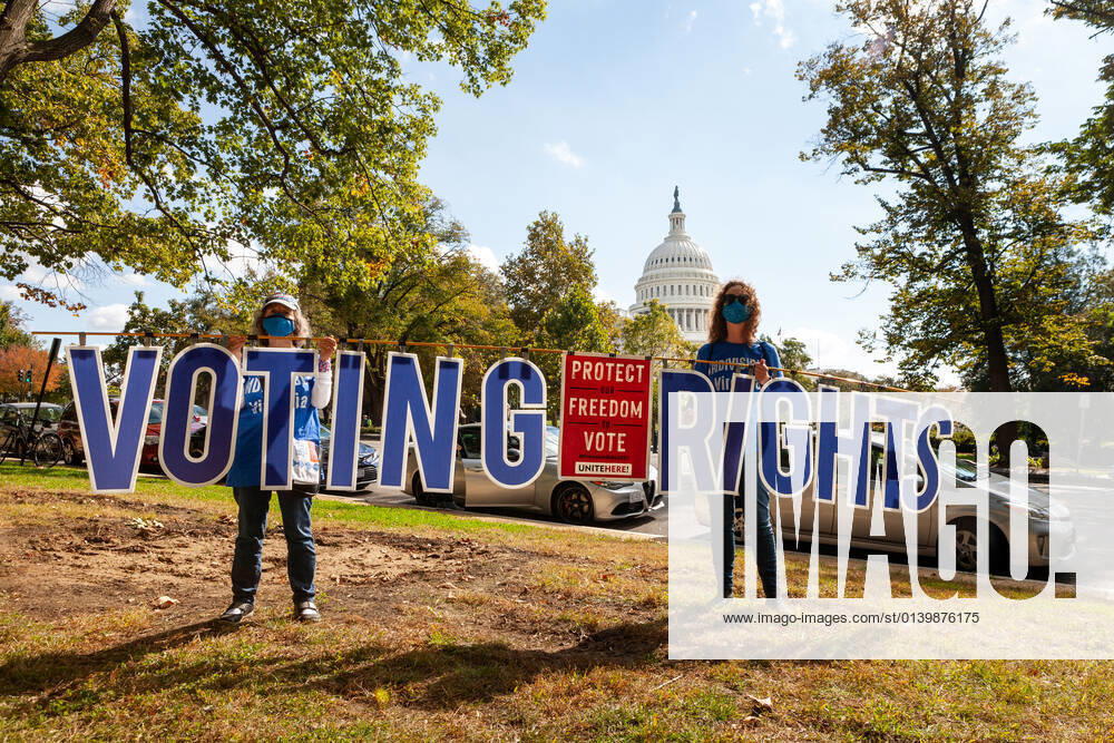 3-day relay for voting rights ends with rally at US Capitol Protesters hold a large voting rights sign during a rally at the end of a relay for voting rights at the US Capitol. Protesters began the relay in West Virginia and walked or biked for the 3 days to the US Capitol. Protesters are demanding that Congress pass legislation protecting the right to vote for all Americans. Washington District of Columbia United States