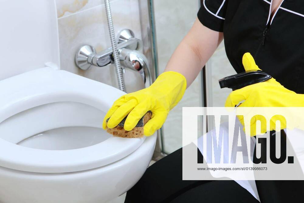 Cleaning service in the hotel bathroom. The concept of cleanliness and hygiene.. Unrecognizable photo. Cleaning service at the hotel or at home., 14.10.2020,
