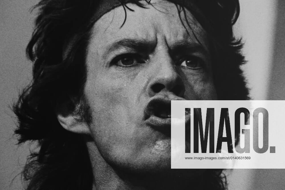 The Rolling Stones frontman Mick Jagger shows off his infamous pout during a gig at Roundhay Park, Leeds, England. , Mick Jagger Roundhay Park, Leeds, UK, Ref:VM SHO Mick Jagger close up pout.jpg, Mick Jagger, The Rolling Stones, gig, Roundhay Park, Leeds, Live at Leeds, UK