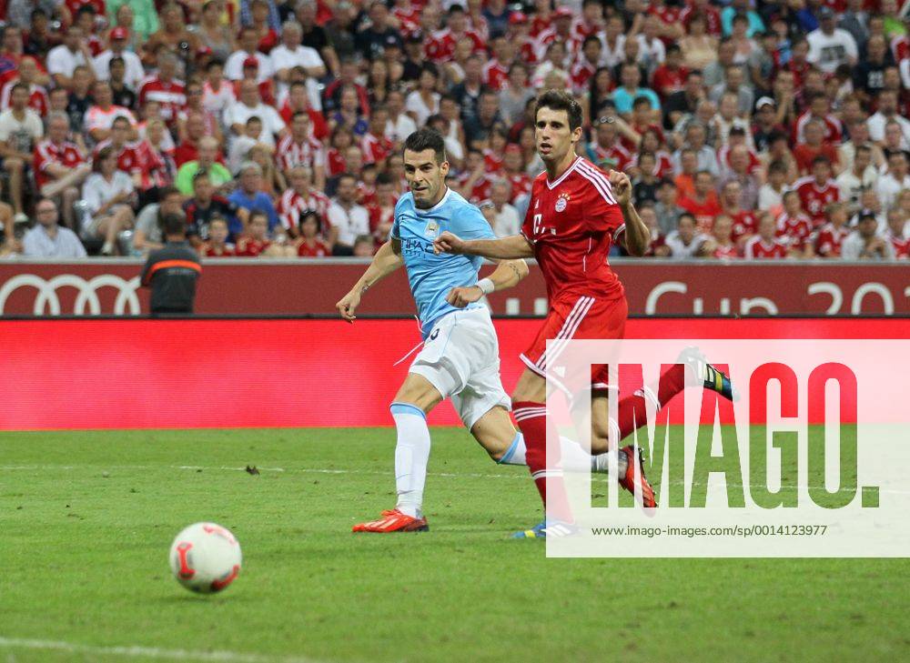 Manchester City s Alvaro Negredo scoring his sides opening goal Bayern Munich v Manchester City - Audi Cup - Allianz Arena - Munich - Germany -01 08 2013 - Pic David Klein Sportimage .