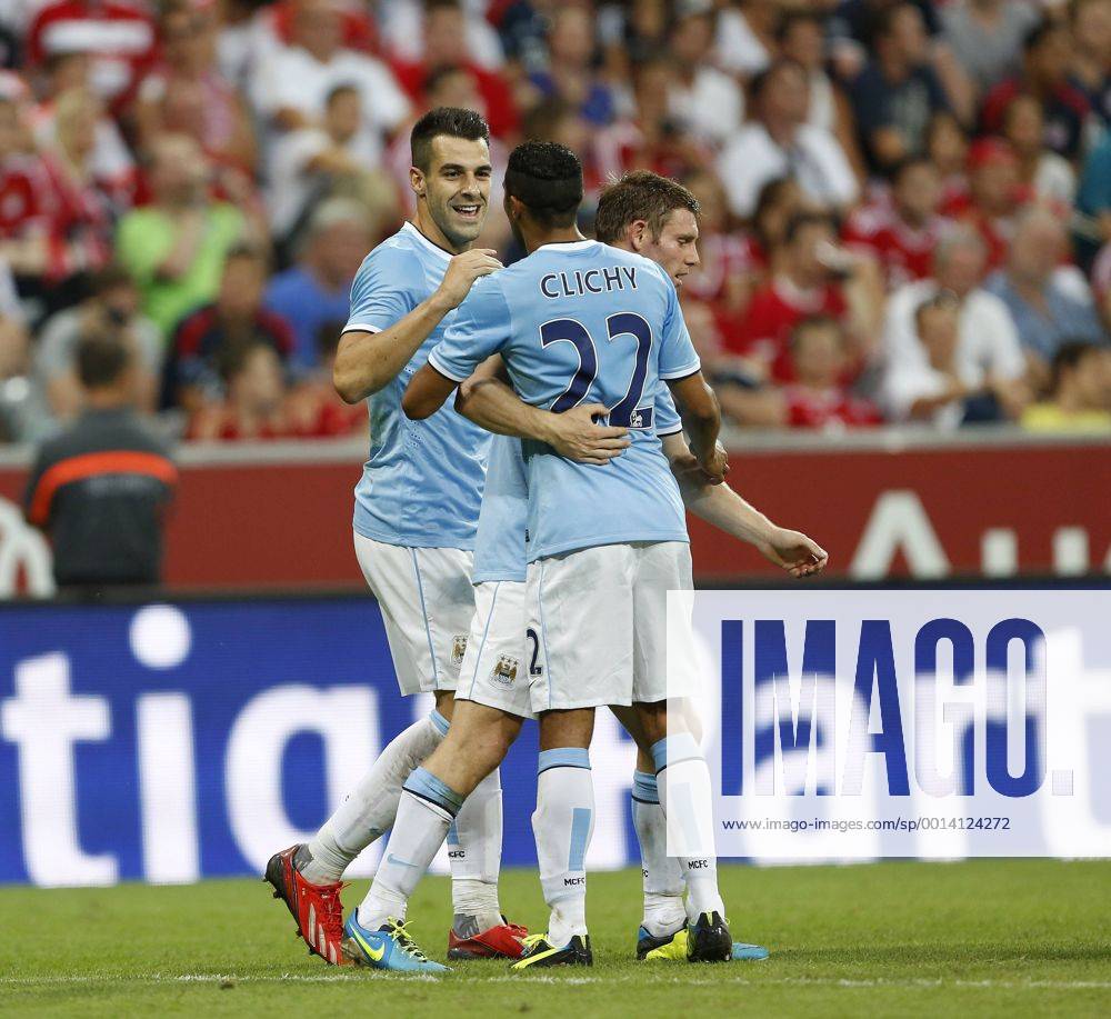 Manchester City s Alvaro Negredo celebrates scoring his sides opening goal Bayern Munich v Manchester City - Audi Cup - Allianz Arena - Munich - Germany -01 08 2013 - Pic David Klein Sportimage .