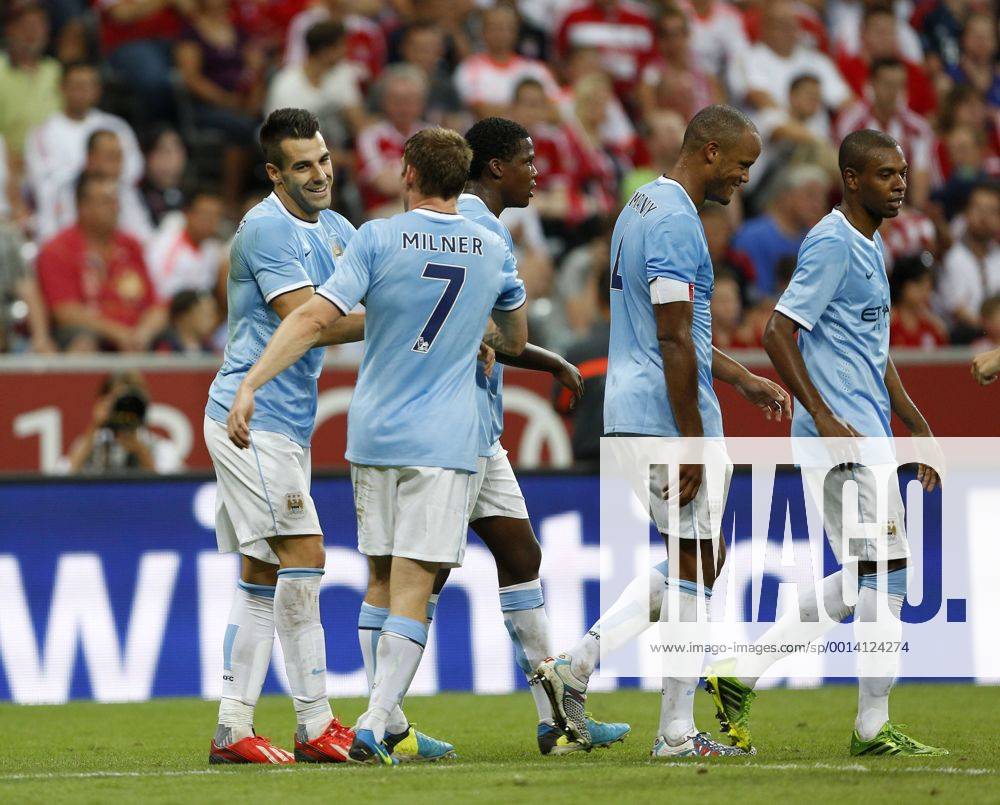 Manchester City s Alvaro Negredo celebrates scoring his sides opening goal Bayern Munich v Manchester City - Audi Cup - Allianz Arena - Munich - Germany -01 08 2013 - Pic David Klein Sportimage .