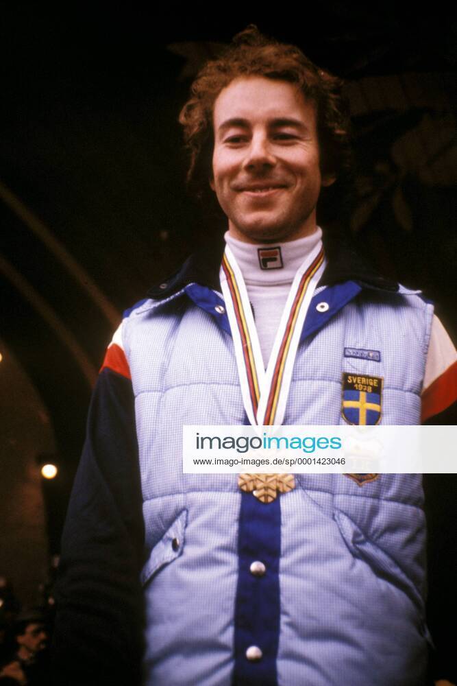 Ingemar Stenmark (Schweden) mit seiner Goldmedaille im Riesenslalom Alpiner Skilauf WM Herren Weltmeisterschaft 1978, Ski Alpin, Skisport, Riesenslalom, Vdia Einzelbild Garmisch Partenkirchen Freude,