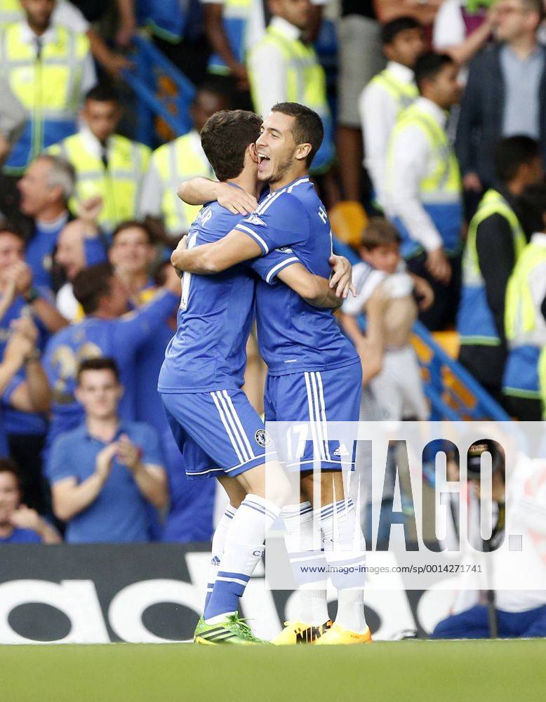 Chelsea s Eden Hazard celebrates his sides opening goal Chelsea v Aston Villa - Barclays Premiership - Stamford Bridge - London - England -21 08 2013 - Pic David Klein Sportimage .