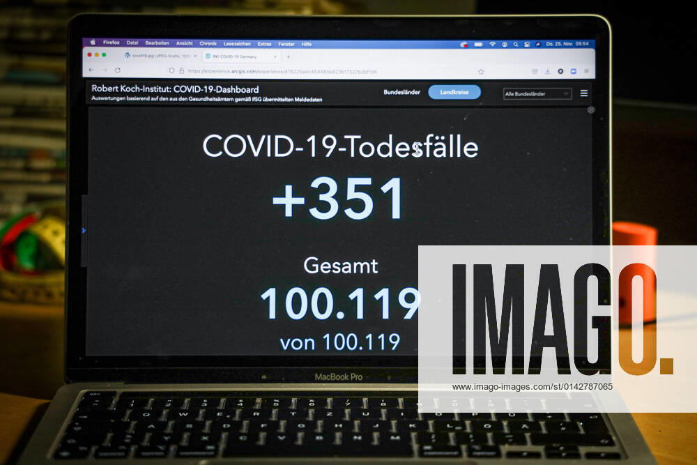 Coronavirus in Deutschland - Covid-19-Dashboard des Robert Koch-Institut - Deutschland hat die Schwelle von 100.000 Corona-Toten überschritten 25.11.2021: Robert Koch-Institut: 7-Tage-Inzidenz 419,7. 7-Tage-Fallzahl 349.034. COVID-19-Fälle 5.573.756. Zugang um 75.961 gegenüber dem Vortag. COVID-19-Todesfälle 100.119. Zugang um 351 gegenüber dem Vortag.