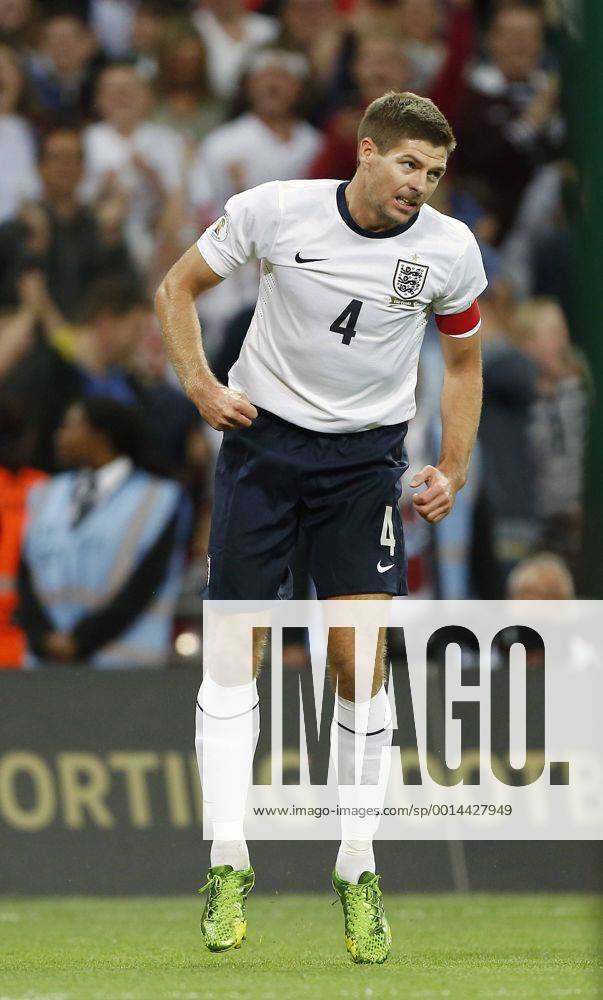 England s Steven Gerrard celebrates scoring his sides opening goal England v Moldova - 2014 World Cup Qualifier - Wembley Stadium - London - England -06 09 2013 - Pic David Klein Sportimage .