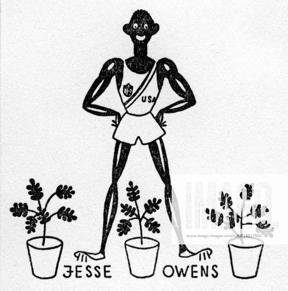 1936 Olympics, Berlin - Jesse Owens - James Cleveland Jesse Owens (September 12, 1913 - March 31, 1980) was an American track and field athlete. He participated in the 1936 Summer Olympics in Berlin, Germany where he achieved international fame by winning four gold medals; one each in the 100 meters, the 200 meters, the long jump, and as part of the 4x100 meter relay team. Â UnitedArchives00835139