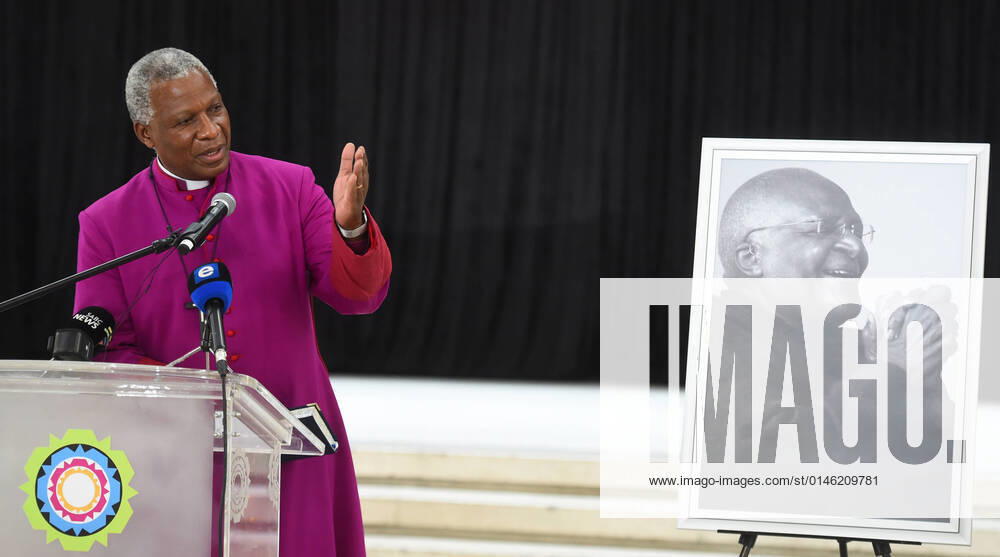 (211227) -- CAPE TOWN, Dec. 27, 2021 -- Thabo Makgoba, archbishop of Cape Town and Metropolitan of the Anglican Church of Southern Africa, speaks during a media briefing about the passing away of South Africa s Archbishop Emeritus Desmond Tutu at the Cape Town Civic Center in Cape Town, legislative capital of South Africa, on Dec. 26, 2021. Desmond Tutu, a Nobel Peace Prize laureate, passed away Sunday morning in Cape Town at 90, the Desmond and Leah Tutu Legacy Foundation has announced. (Photo by Xinhua) SOUTH AFRICA-CAPE TOWN-DESMOND TUTU-PASSING AWAY XabisoxMkhabela