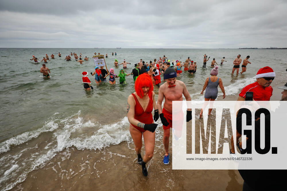 New Year s Cold Water Swim In Baltic Sea People are seen participating in the traditional New Year s cold water swim in Gdansk, Poland on 01 January, 2022. About a hundred people took part in the traditional New Year s swim in the Baltic Sea braving the ice cold waters. Gdansk Poland