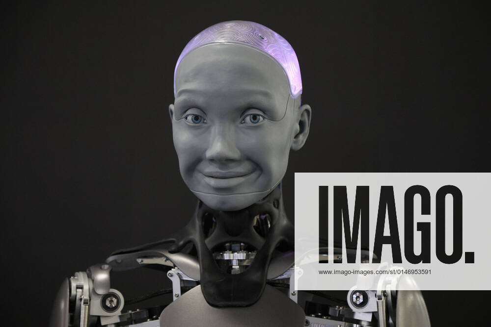 A view of a smiling Ameca, the world?s most advanced human shaped robot being demonstrated during the 2022 International CES, at the Sands Convention Center in Las Vegas, Nevada on Wednesday, January 5, 2022. LAV2022010528 JAMESxATOA