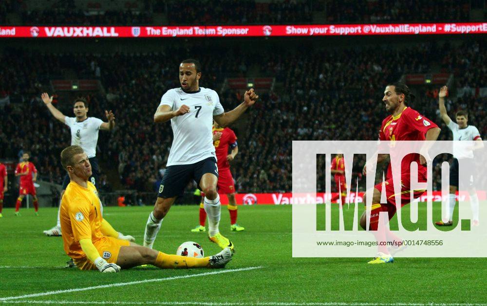 England v Montenegro - World Cup Qualifier . . Wembley, London, UK . . 11.10.2013 Joe Hart (E) Andros Townsend (E) Dejan Damjanovic (M)