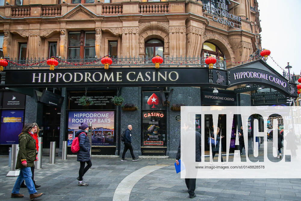 People walk past Hippodrome Casino in Leicester Square. London United Kingdom - ZUMAs197 20220124_zab_s197_044