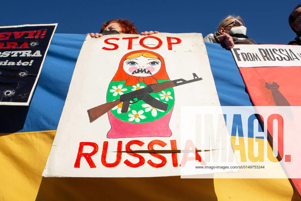 Italy: In defense of Ukraine from threat of invasion by Russia Sit-in in Rome near Russian embassy organized by Ukrainian community and Italian Radicals Rome Italy