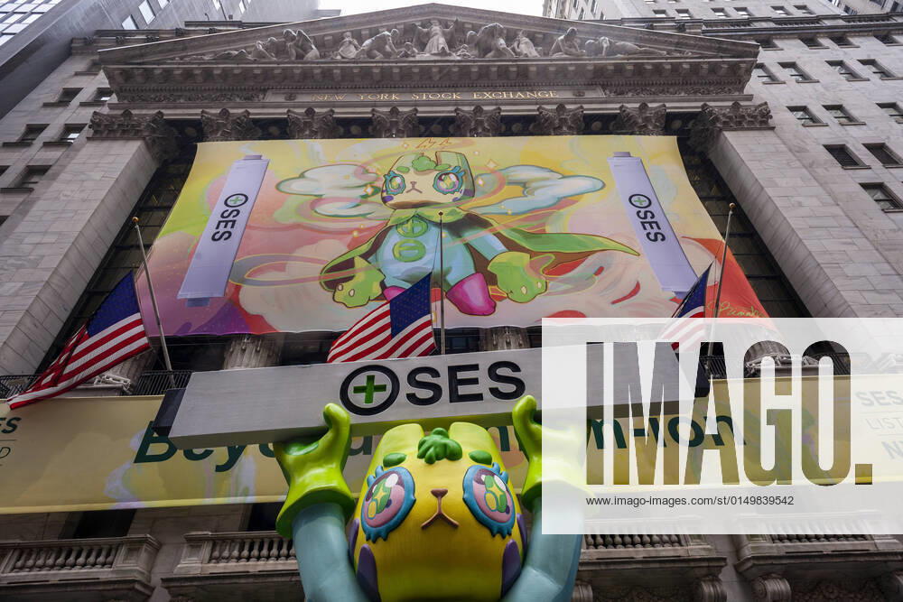 SES AI SPAC listing at the NYSE The New York Stock Exchange is decorated on Friday, February 4, 2022 for the listing of lithium battery manufacturer SES AI, listed via a SPAC with Ivanhoe Capital Acquisition. ( RichardxB.xLevine