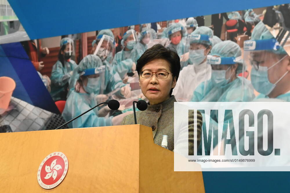 (220205) -- HONG KONG, Feb. 5, 2022 -- Carrie Lam, chief executive of the Hong Kong Special Administrative Region, speaks at a press conference in Hong Kong, south China, Feb. 4, 2022. Lam on Friday announced a series of updated anti-epidemic measures that will come into effect in the near future. Hong Kong recorded 131 new cases of COVID-19 over the past 24 hours on Friday, taking the total tally of infections to 14,715, according to data from the Center for Health Protection. ) CHINA-HONG KONG-COVID-19-CASES (CN) LuixSiuxWai