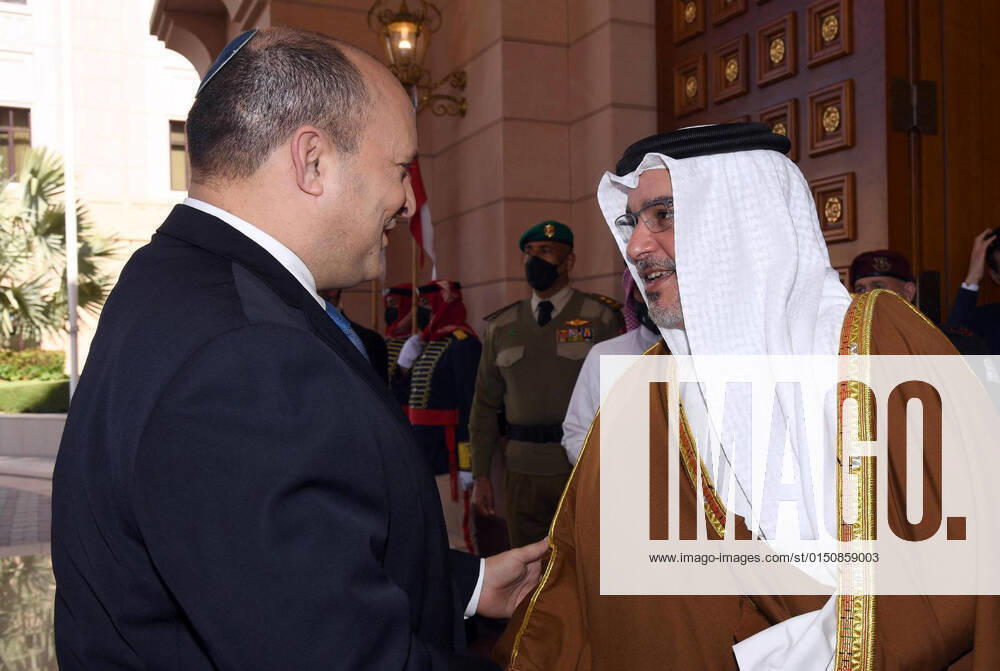 In a historic first official visit of an Israeli Prime Minister to Bahrain, PM NAFTALI BENNETT is welcomed by Crown Prince and Prime Minister, SALMAN BIN HAMAD AL KHALIFA, at his palace. Bahrain - ZUMAi99_ 20220215_zip_i99_004