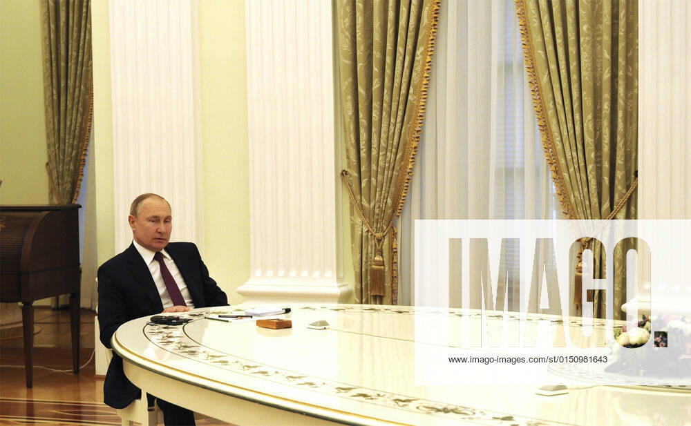Russian President Vladimir Putin, during a face-to-face meeting with German Chancellor Olaf Scholz on the Ukrainian crisis at the Kremlin, February 15, 2022 in Moscow, Russia. Moscow Russia - ZUMAp138 20220215_zaa_p138_004