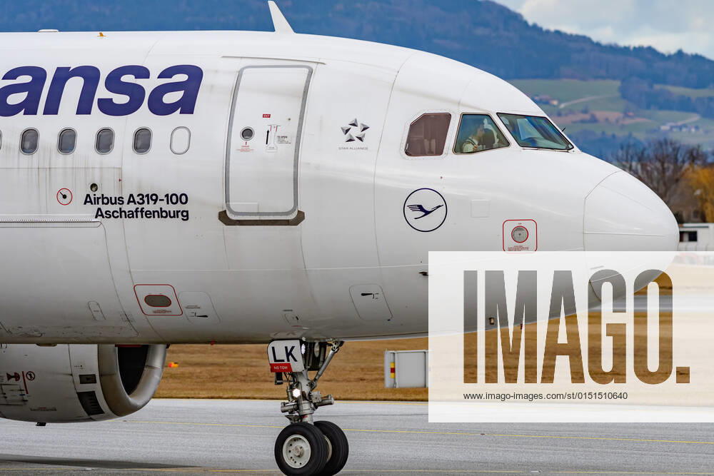 Salzburg, austria, 19 feb 2022, Airbus A319-114, d-ailk operated by lufthansa starting at the airport
