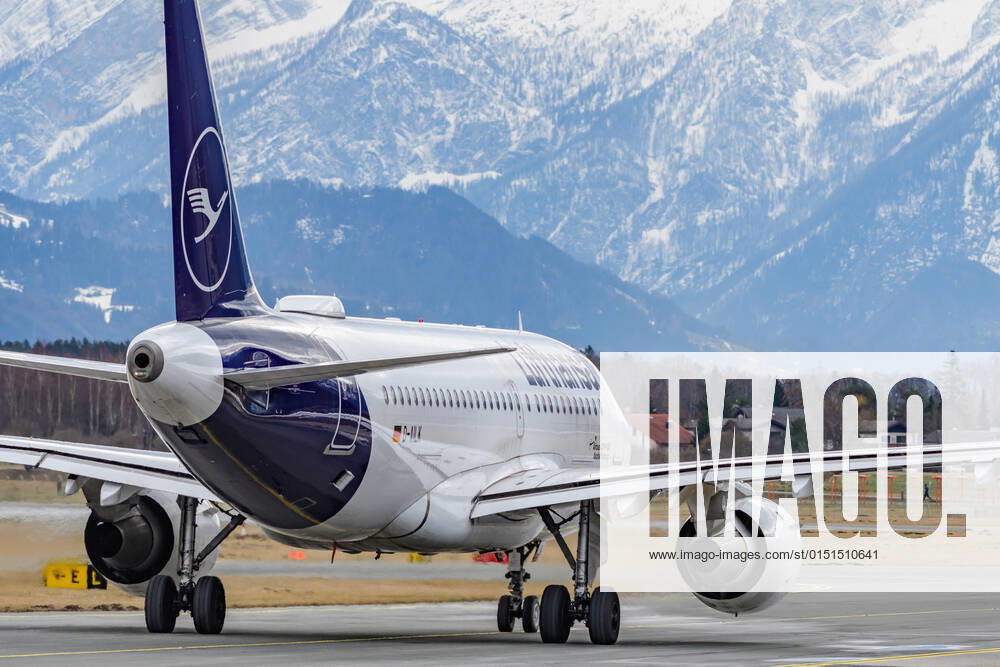 Salzburg, austria, 19 feb 2022, Airbus A319-114, d-ailk operated by lufthansa starting at the airport