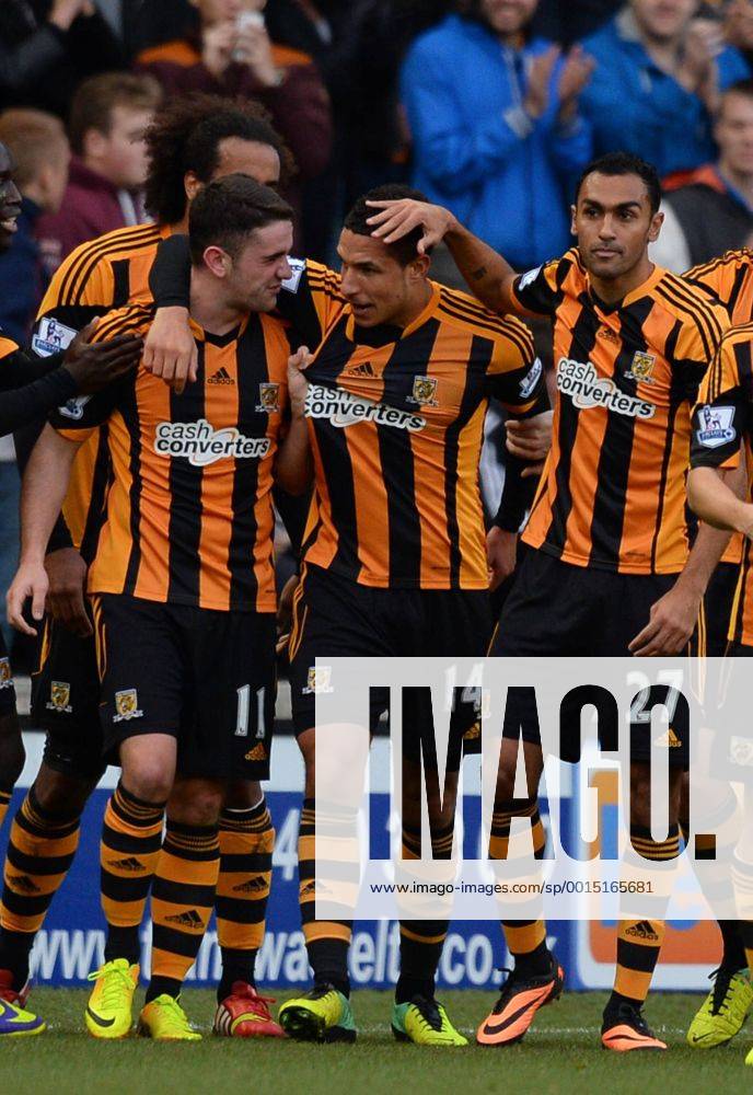 Jake Livermore of Hull City (c) celebrates scoring the first goal - Barclays Premier League - Hull City vs Liverpool - Kingston Communications Stadium - Hull - England - 1st December 2013 - Picture Simon Bellis Sportimage .