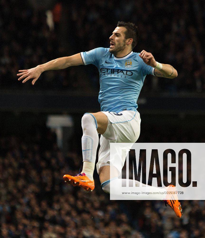 Alvaro Negredo of Manchester City celebrates his opening goal - Manchester City vs. Swansea City - Barclays Premier League - Etihad Stadium - Manchester - 01 12 2013 Pic Philip Oldham Sportimage .