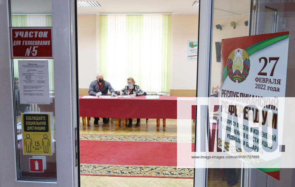 Polling station No 5 receives citizens with the start of early voting in the 2022 Belarusian constitutional referendum, which is scheduled for February 27. Alexander Khitrov BelTA TASS TS124EAB