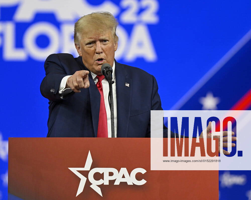 President Donald Trump speaks at the Conservative Political Action Conference (CPAC22) in Orlando, Florida on Saturday, February 26, 2022. ORP20220226075 JOExMARINO