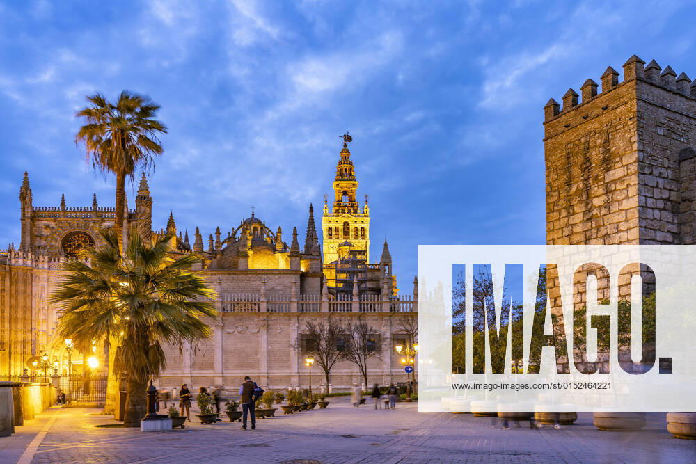 Kathedrale Sevilla Kathedrale Santa Maria de la Sede in der Abenddämmerung, Sevilla, Andalusien, Spanien Seville Cathedral Saint Mary of the See at dusk, Seville, Andalusia, Spain,