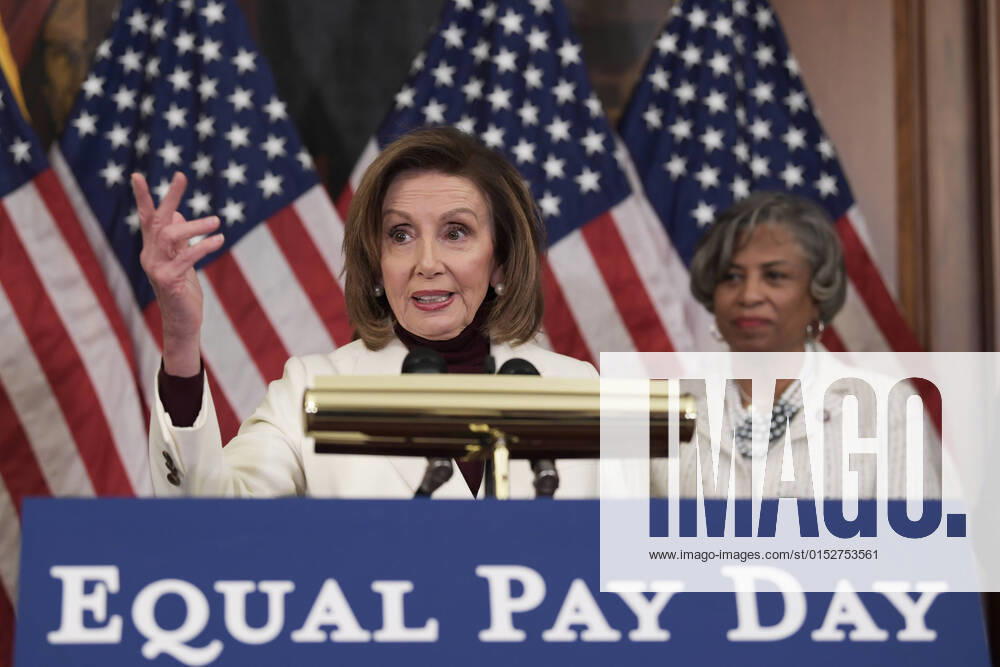 House Speaker NANCY PELOSI(D-CA) alongside House Democratic Womenâ€⠢s caucus speaks about Jobs and global economic during an Equal Pay Day press event, today on march 15, 2022 at Rayburn Room Capitol Hill in Washington DC, USA. Washington USA - ZUMAn298 20220315_znp_n298_005