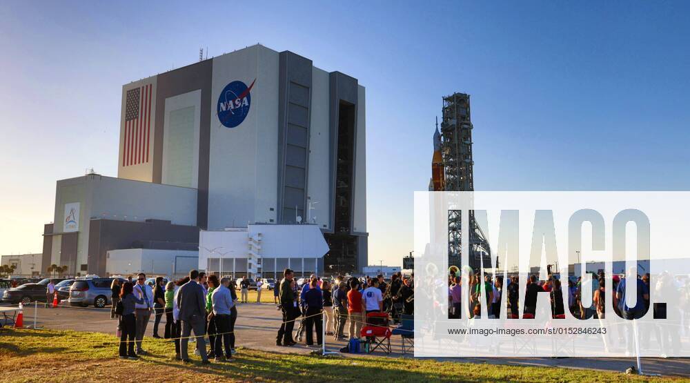 At Kennedy Space Center, Fla., VIPs watch NASAÂs moon rocket for the Artemis 1 mission roll to the launch pad, Thursday, March 17, 2022. Known as the Space Launch System (SLS), the mega-rocket carrying the Orion spacecraft capsule rollouts for the first time Thursday evening on the giant crawler-transporter 2, headed to Launch Complex 39-B. - ZUMAm67_ 20220317_zaf_m67_028