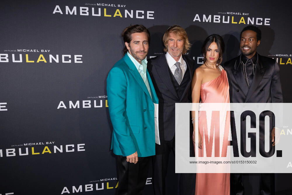 Avant-premiere du film Ambulance . Jake Gyllenhaal, Michael Bay, Eiza Gonzalez et Yahya Abdul-Mateen II. 278362 2022-03-20 Paris France
