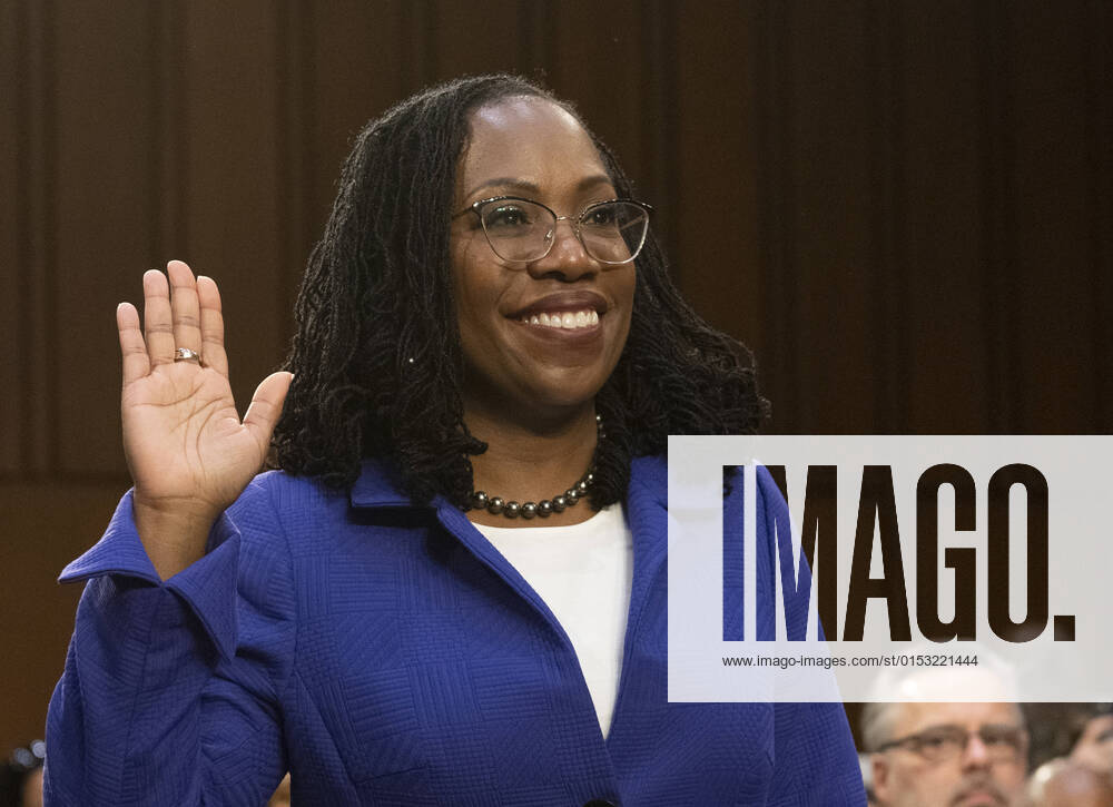 Judge Ketanji Brown Jackson is sworn-in to testify before the United States Senate Judiciary Committee on her nomination as Associate Justice of the US Supreme Court to replace Justice Stephen G. Breyer on Capitol Hill in Washington, DC on Monday, March 21, 2021 Washington USA - ZUMAs152 20220321_zaa_s152_084
