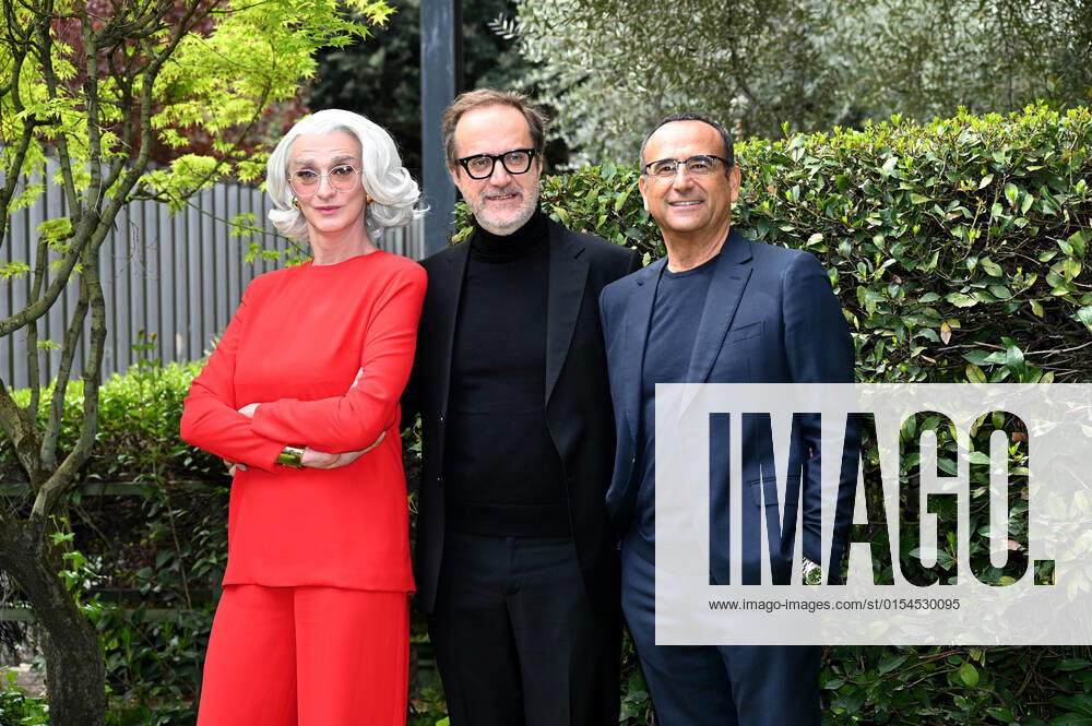 Foto IPP Gioia Botteghi Roma 04 04 2022 Presentazione premio David di Donatello 2022 nella foto Drusilla Foer, il direttore di rai1 Stefano Coletta e carlo conti Italy Photo Press - World Copyright