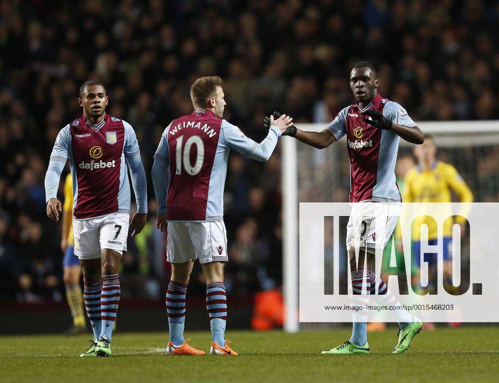 Aston Villa s Christian Benteke celebrates scoring his sides opening goal Aston Villa - Arsenal FC London. Premier League - Villa Park- Birmingham - England - 13 01 2014 - KleinxSportimagex .