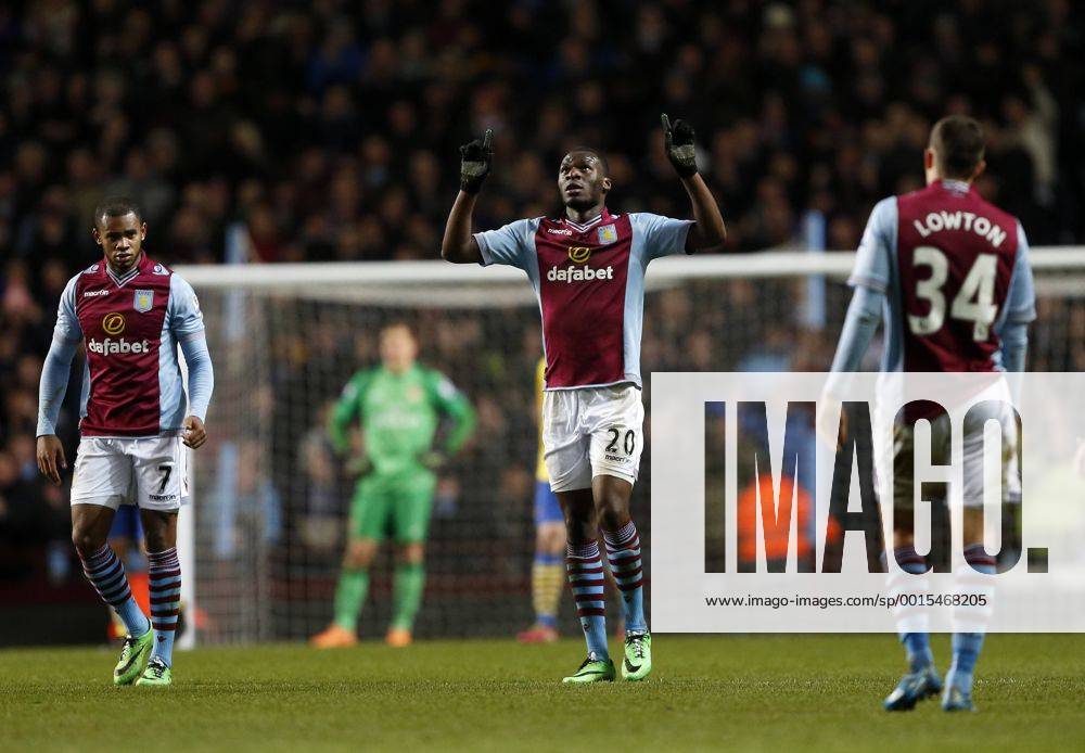 Aston Villa s Christian Benteke celebrates scoring his sides opening goal Aston Villa - Arsenal FC London. Premier League - Villa Park- Birmingham - England - 13 01 2014 - KleinxSportimagex .