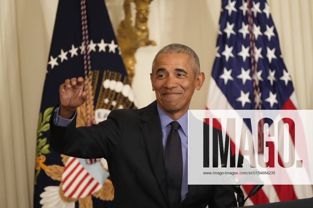 Former United States President Barack Obama makes remarks on the Affordable Care Act and lowering health care costs for families in the East Room of the White House in Washington, DC on Tuesday, April 5, 2022. In his remarks, President Biden announced additional actions to save families hundreds of dollars a month on their health care Washington USA - ZUMAs152 20220405_zaa_s152_062