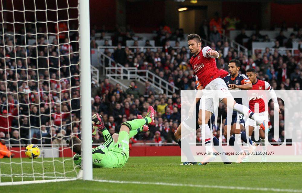 Arsenal s Olivier Giroud sees his shot saved by Fulham s Maarten Stekelenburg Arsenal FC London Vs Fulham FC - Premier League - Emirates Stadium- London - England - 18 01 2014 - Pic DavidKlein Sportimage .