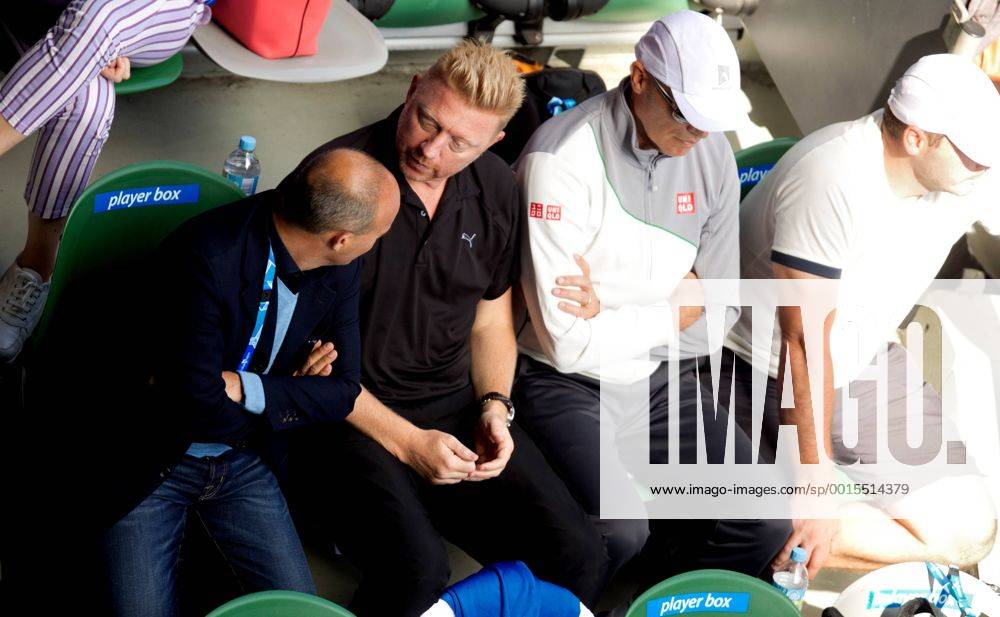 TENNIS - ATP, Australian Open 2014 MELBOURNE,AUSTRALIEN,19.JAN.14 - TENNIS - ATP Tennis Herren World Tour, Grand Slam, Australian Open. Bild zeigt Edoardo Artaldi, Boris Becker, Gebhard Gritsch und Miljan Mladenovic.