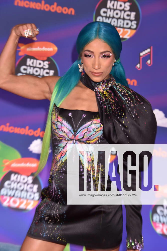 SANTA MONICA, CA - APRIL 9: Sasha Banks at the 2022 Nickelodeon Kids Choice Awards at the Barker Hangar in Santa Monica, California on April 9, 2022.
