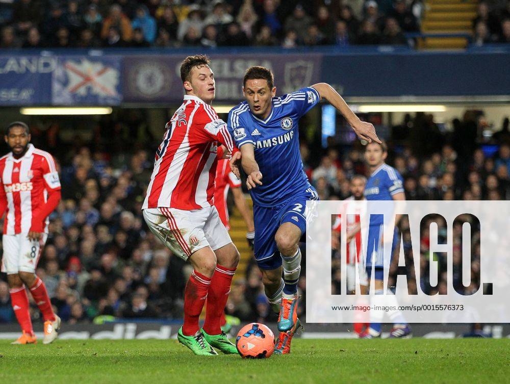 Chelsea s Nemanja Matic tussles with Stoke s Marco Arnautovic Chelsea vs Stoke - FA Cup Fourth Round - Stamford Bridge- London - England - 26 01 2014 - Pic David Klein Sportimage .