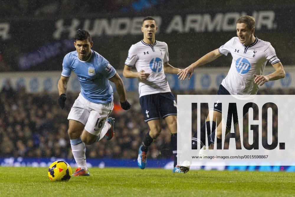 London, England. Manchester City s Sergio Kun Aguero in action during the Premier League game between Tottenham Hotspur and Manchester City from White Hart Lane. Mercerx ActionPlus20171851