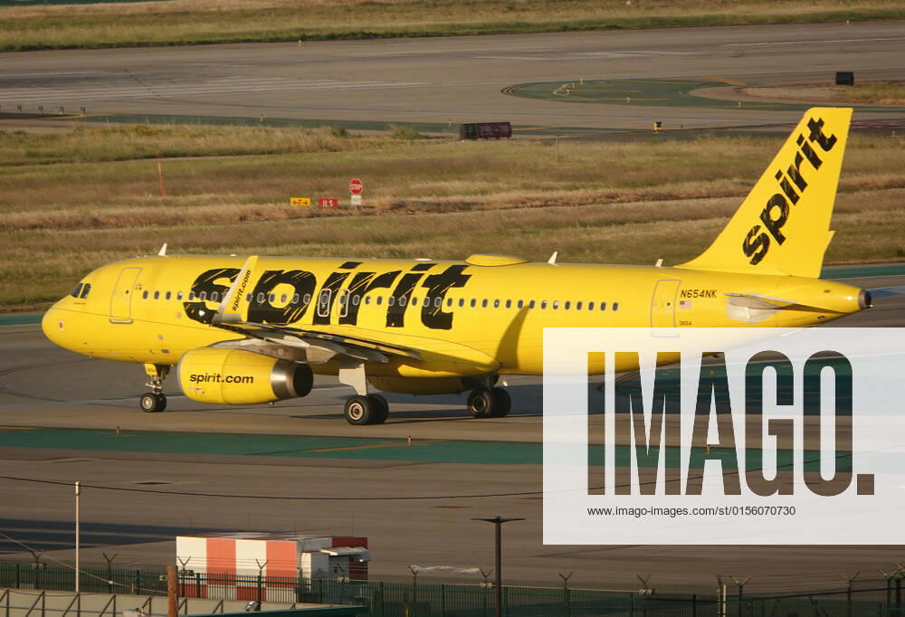 A Spirit Airlines Airbus A320 taxis at Los Angeles International Airport, known as LAX. Los Angeles USA - ZUMA 20220413_mda_a97_184