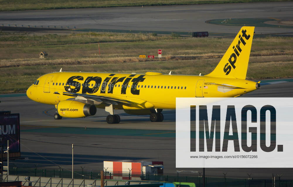 A Spirit Airlines Airbus A320 aircraft taxis at Los Angeles International Airport, known as LAX. Los Angeles USA - ZUMA 20220412_mda_a97_214