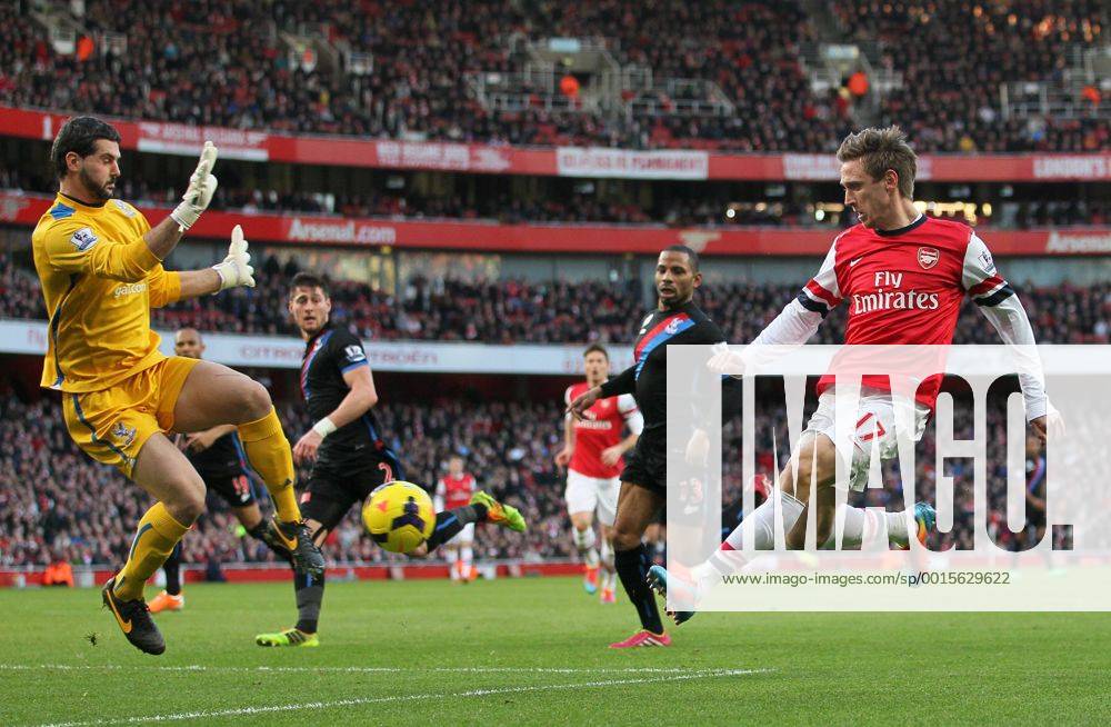 Arsenal s Nacho Monreal sees his shot saved by Crystal Palace s Julian Speroni Arsenal vs Crystal Palace - Premier League - Emirates Stadium - London - England - 02 02 2014 - Pic David Klein Sportimage .