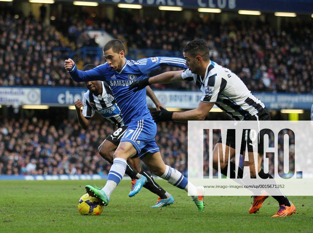 Chelsea s Eden Hazard goes past Newcastle s Hatem Ben Arfa Chelsea vs Newcastle United - Premier League - Stamford Bridge - London - England - 08 02 2014 - Pic David Klein Sportimage .