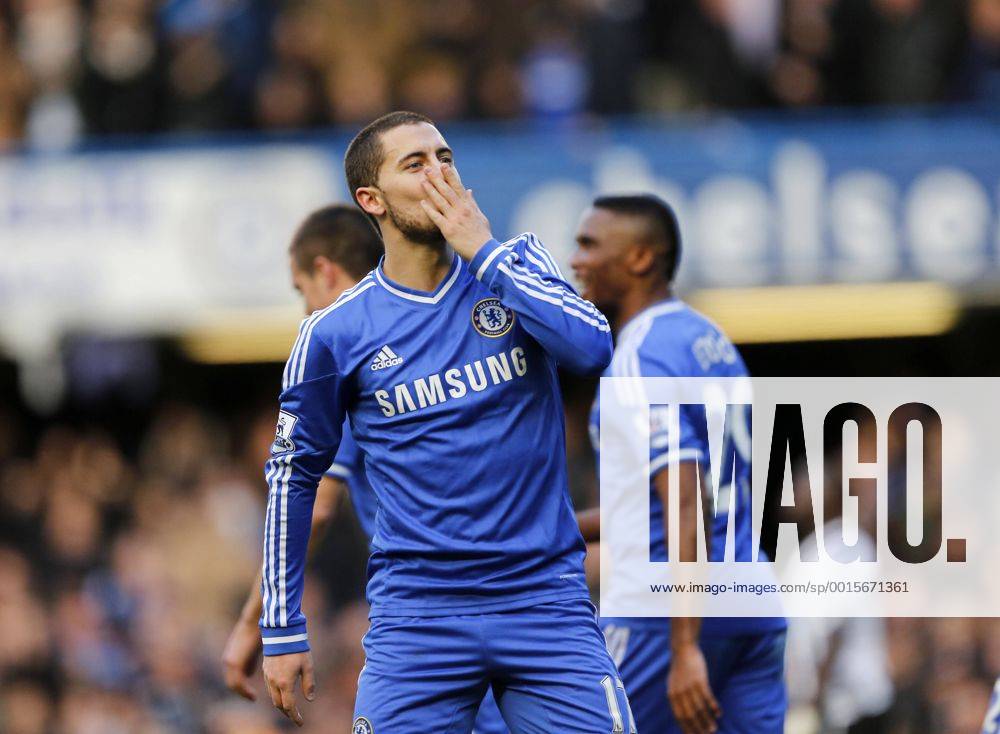 Chelsea s Eden Hazard celebrates scoring his sides second goal Chelsea vs Newcastle United - Premier League - Stamford Bridge - London - England - 08 02 2014 - Pic David Klein Sportimage .