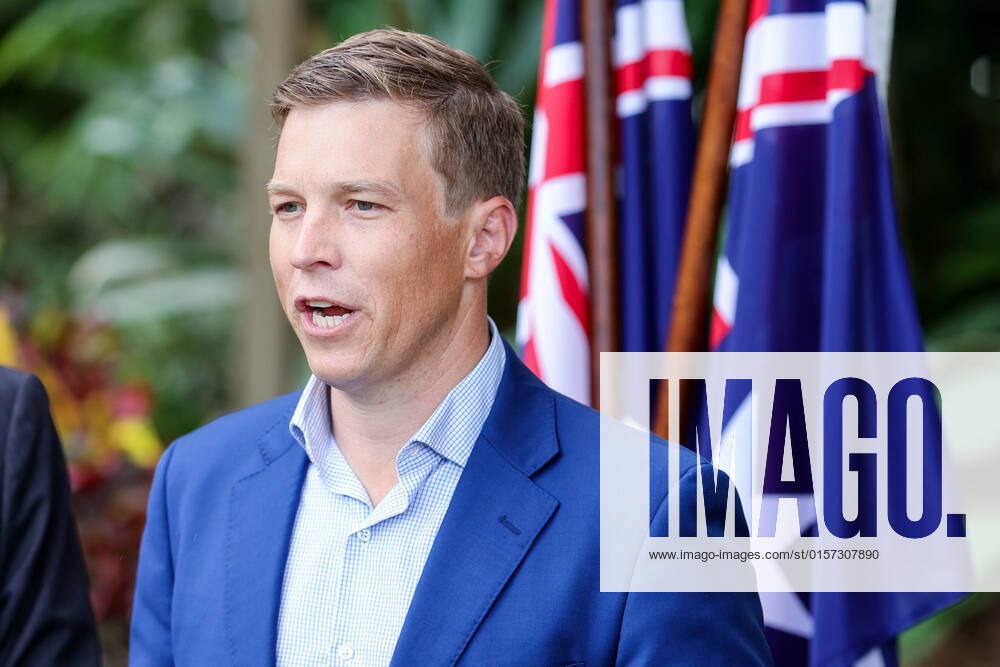 JOHN HOWARD ELECTION22 BRISBANE, Federal Member for Ryan Julian Simmonds addresses the media at a press conference during a visit to Brookfield Gardens in Brisbane, Thursday, April 28, 2022. ( NO ARCHIVING, , NO USE IN BOOKS WITHOUT CONSENT BRISBANE QLD AUSTRALIA