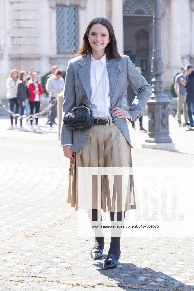 Italy: Nominees for David di Donatello 2022 Awards in Rome Italian singer Francesca Michielin in front of entrance to Quirinal Palace in Rome for presentation ceremony of nominations for David di Donatello 2022 awards Rome Italy